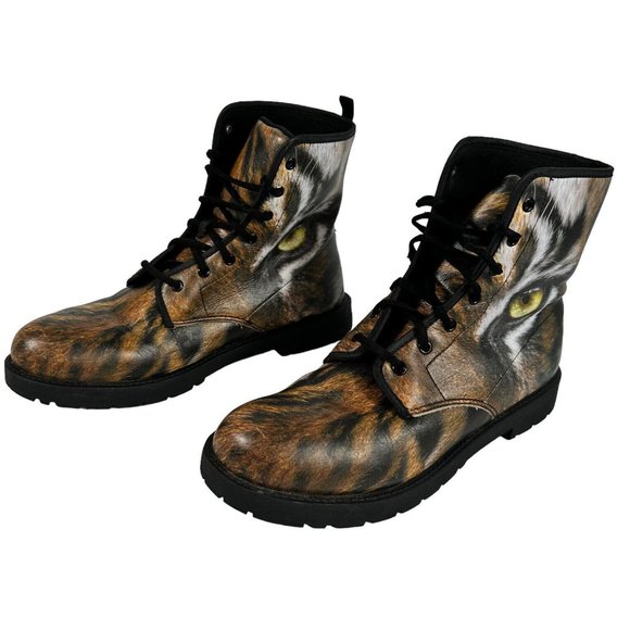 Men’s Soft Leather Chunky Boots “Eye of the Tiger” Size 12 US - 46 EU - Picture 3 of 10